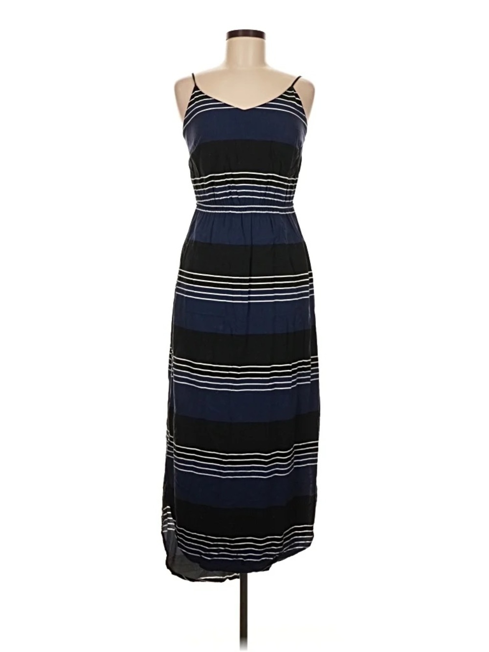 Old Navy Navy and Black Striped Maxi Dress